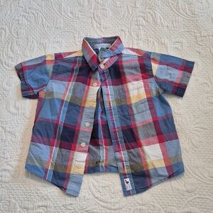 Janie and Jack boys 2T short sleeve plaid button up shirt VGUC